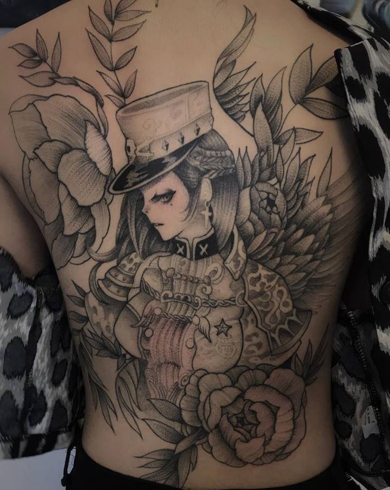 满背纹身图片_背部纹身图案