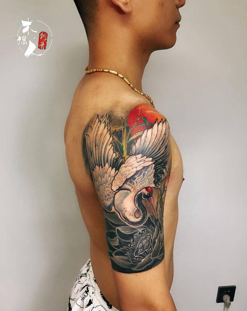 遮盖纹身图片_肩部新传统纹身图案