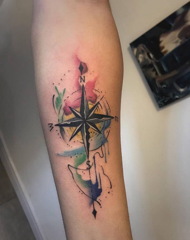 小清新纹身图片_手臂水彩水墨纹身图案