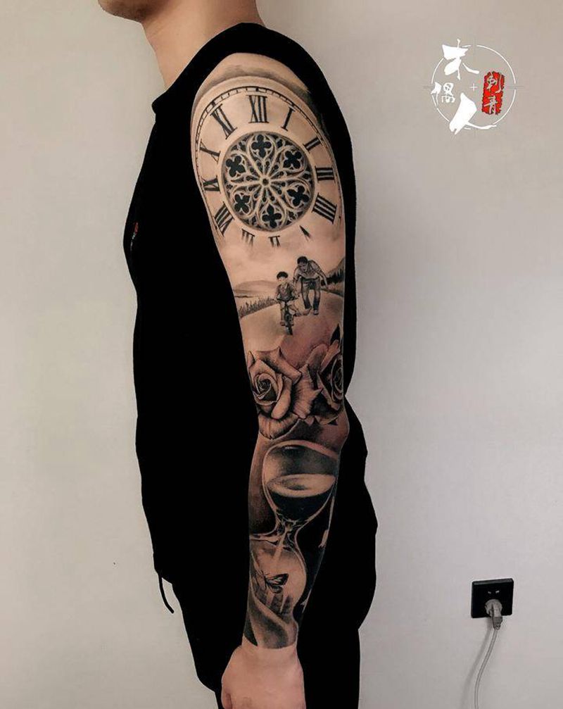 大花臂纹身图片_手臂欧美写实纹身图案