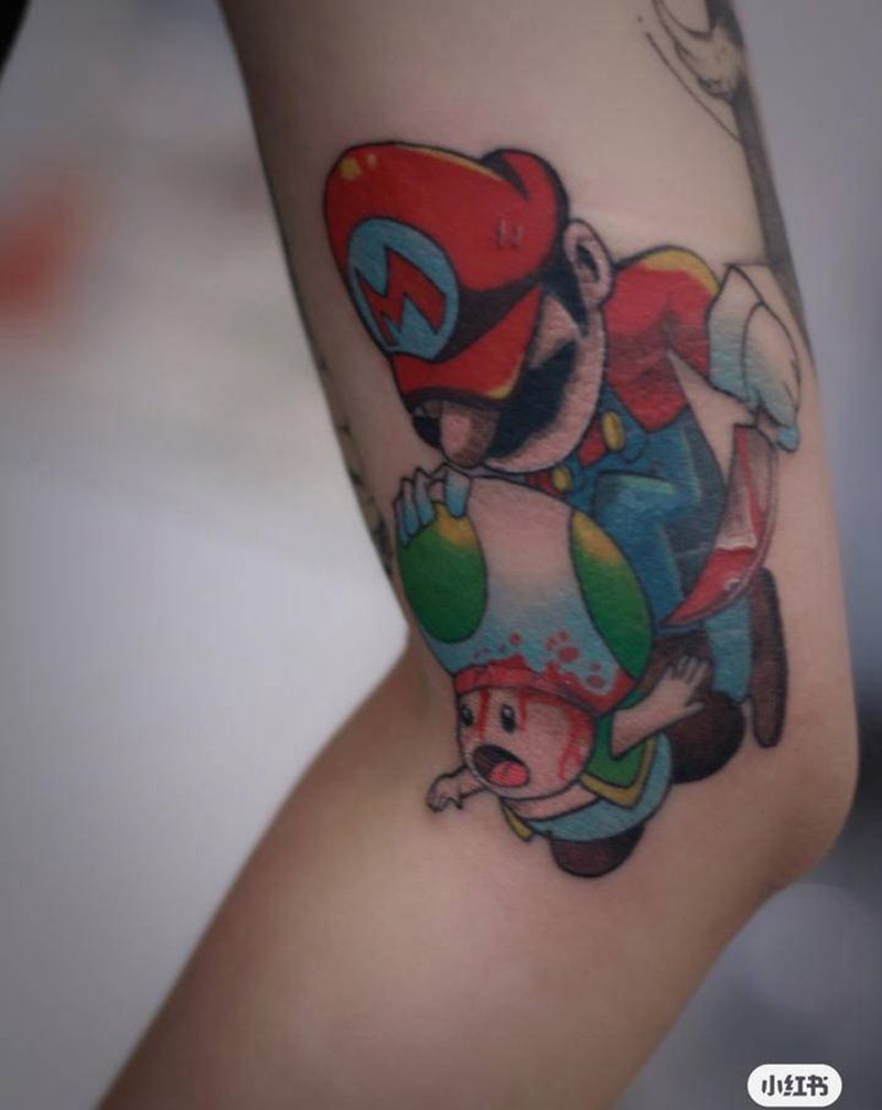 马里奥纹身图片_手臂New School纹身图案