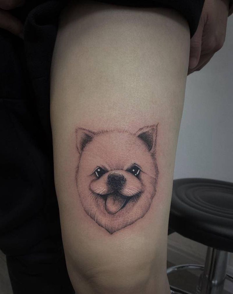 狗狗纹身图片_点刺纹身图案