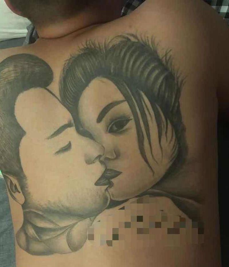 孙悟空暴力遮盖纹身图片_背部新传统齐天大圣遮盖纹身图案