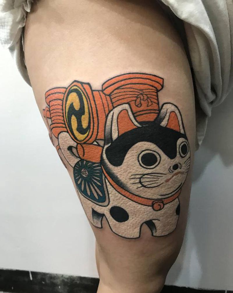 在珠海的工作纹身图片_腿部老传统纹身图案