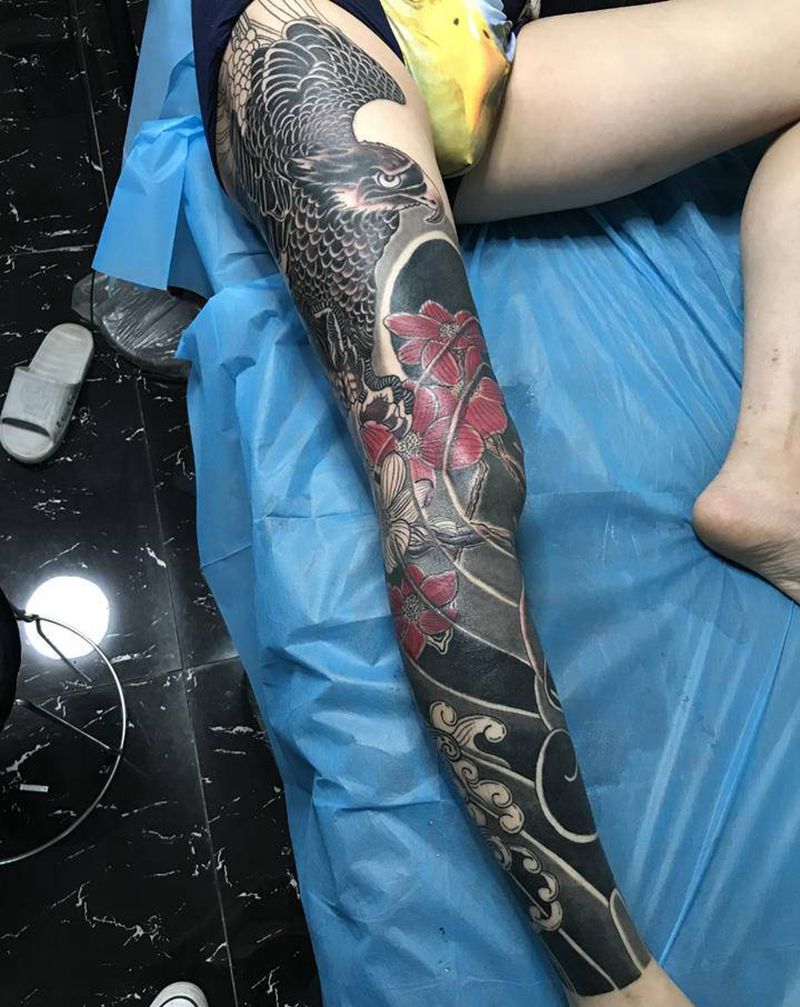 未完待续纹身图片_腿部纹身图案