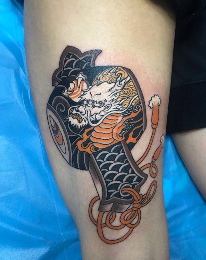 工作纹身图片_腿部老传统纹身图案