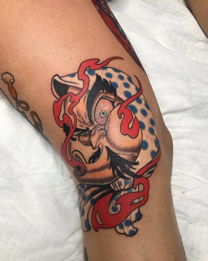 工作纹身图片_腿部纹身图案