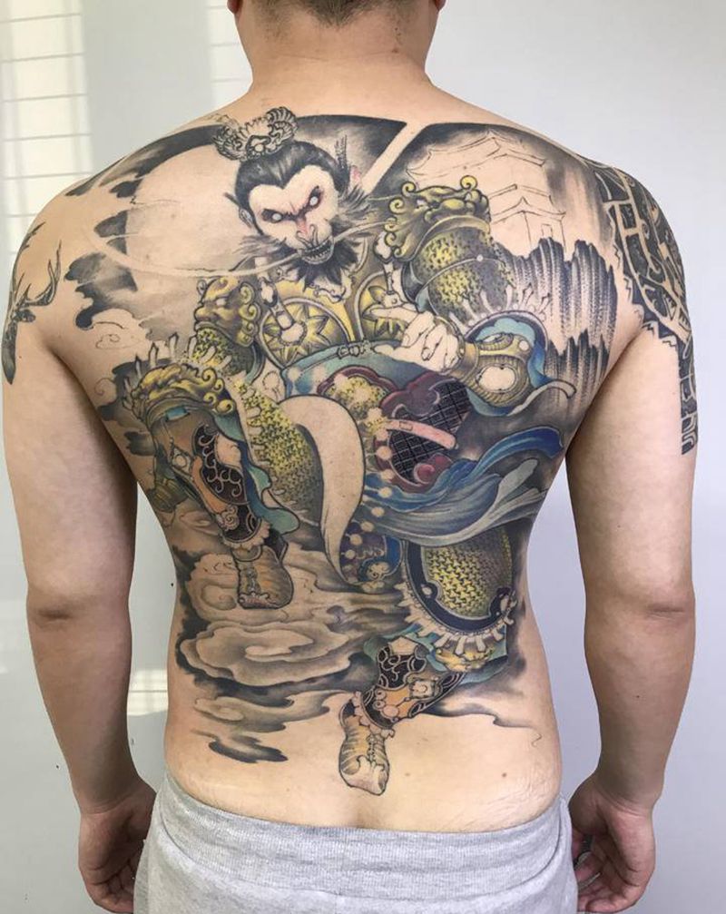 大圣 80%纹身图片_背部新传统纹身图案