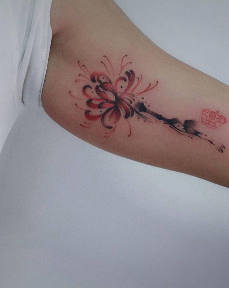 彼岸花纹身图片_手臂纹身图案