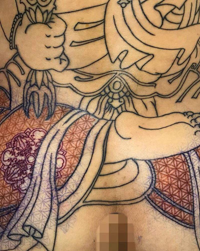 未完待续纹身图片_背部老传统纹身图案