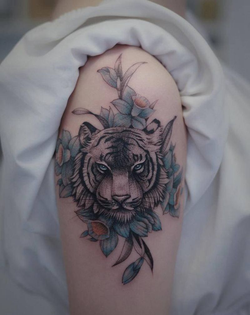 老虎纹身纹身图片_手臂纹身图案