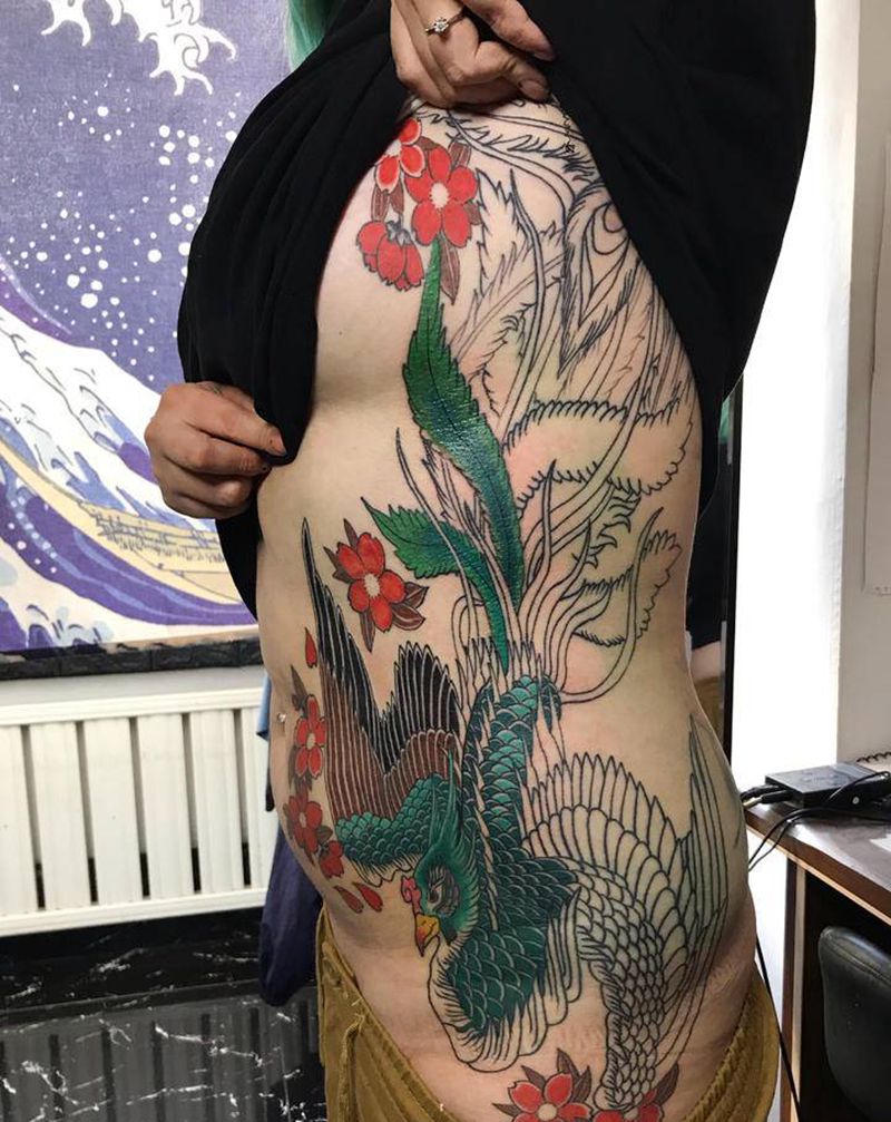 未完待续纹身图片_腰部老传统纹身图案