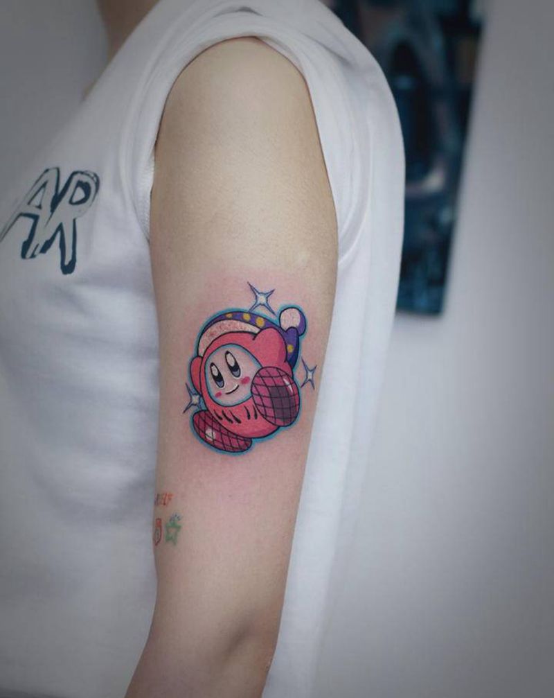 星之卡比纹身图片_手臂纹身图案