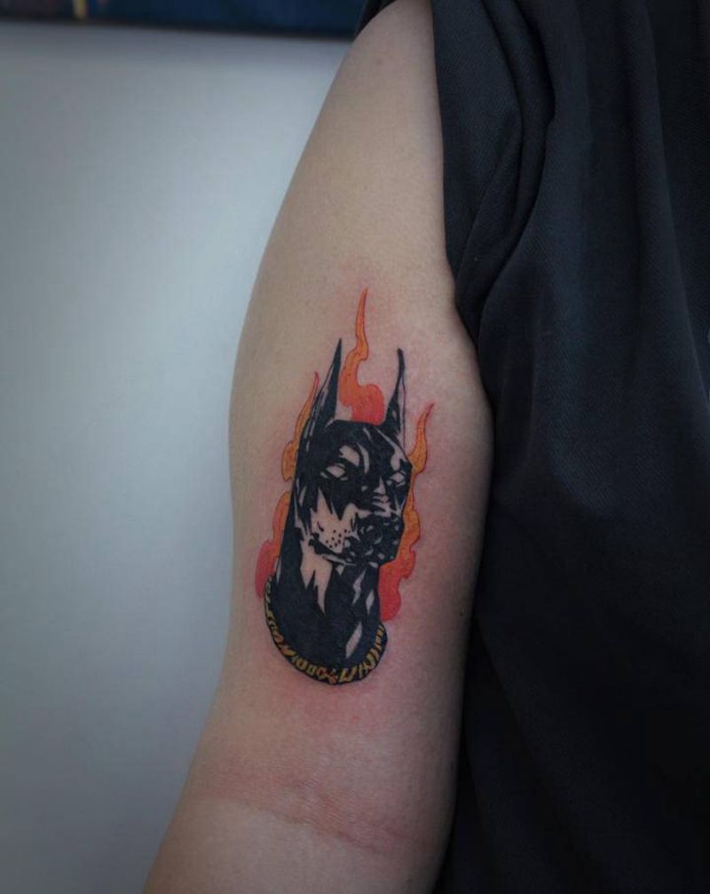 狗狗纹身纹身图片_手臂纹身图案