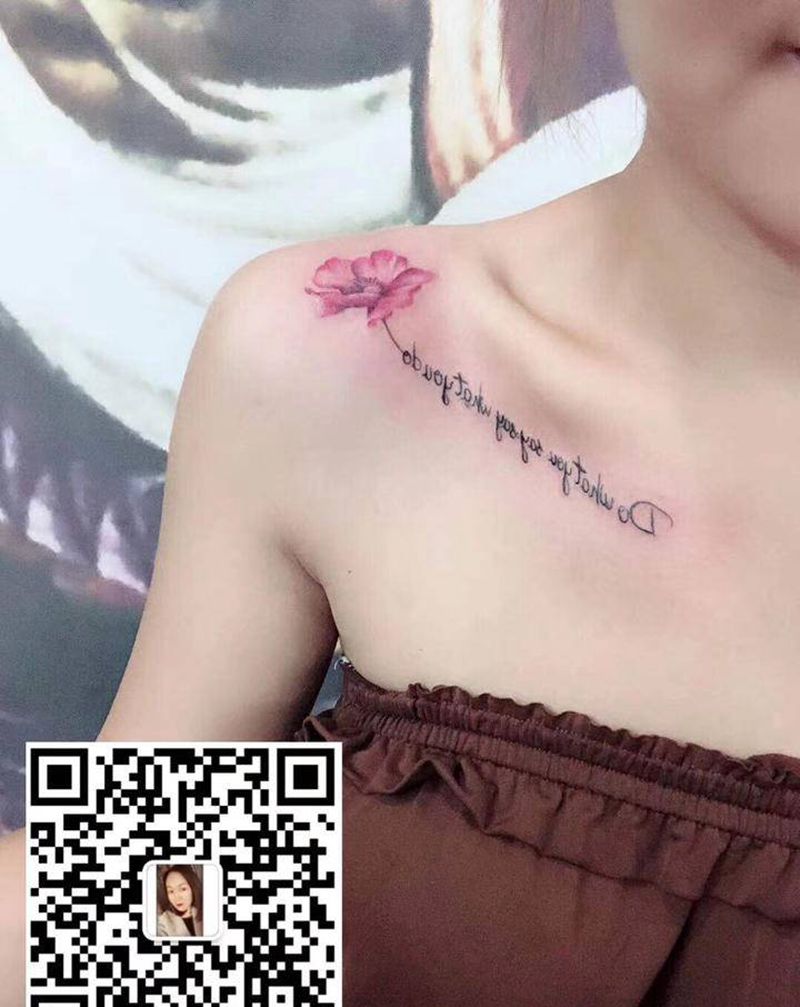 小清新纹身图片_颈部纹身图案