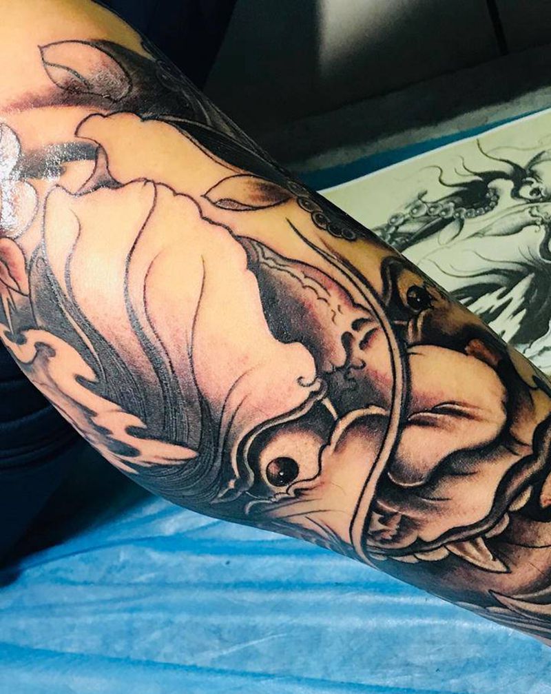 般若纹身图片_腿部纹身图案