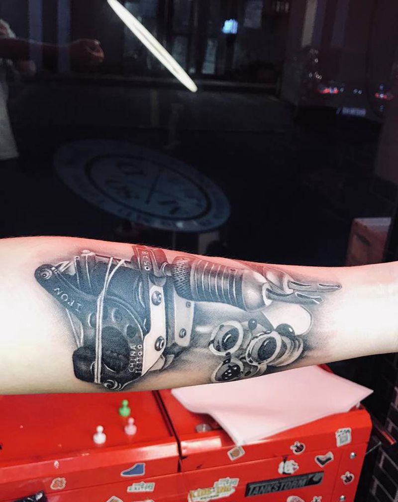 写实纹身机纹身图片_手臂欧美写实机纹身图案