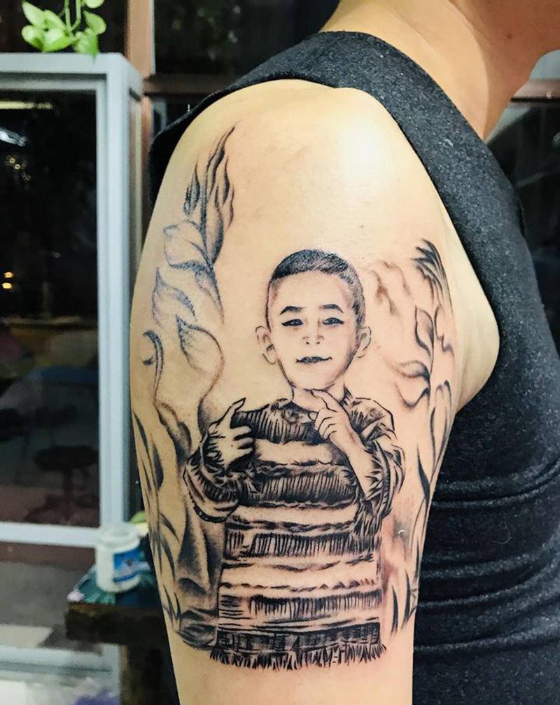 父子情深纹身图片_手臂纹身图案