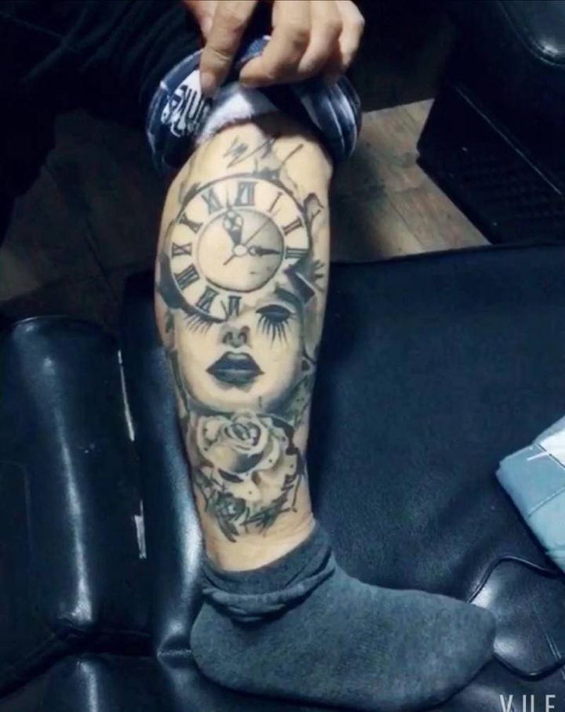 欧美写实，恢复一年后纹身图片_腿部纹身图案