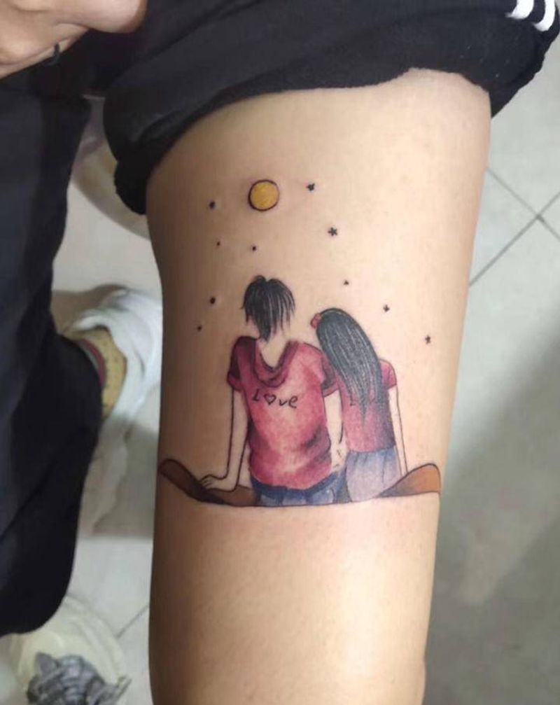 简易纹身图片_腿部纹身图案