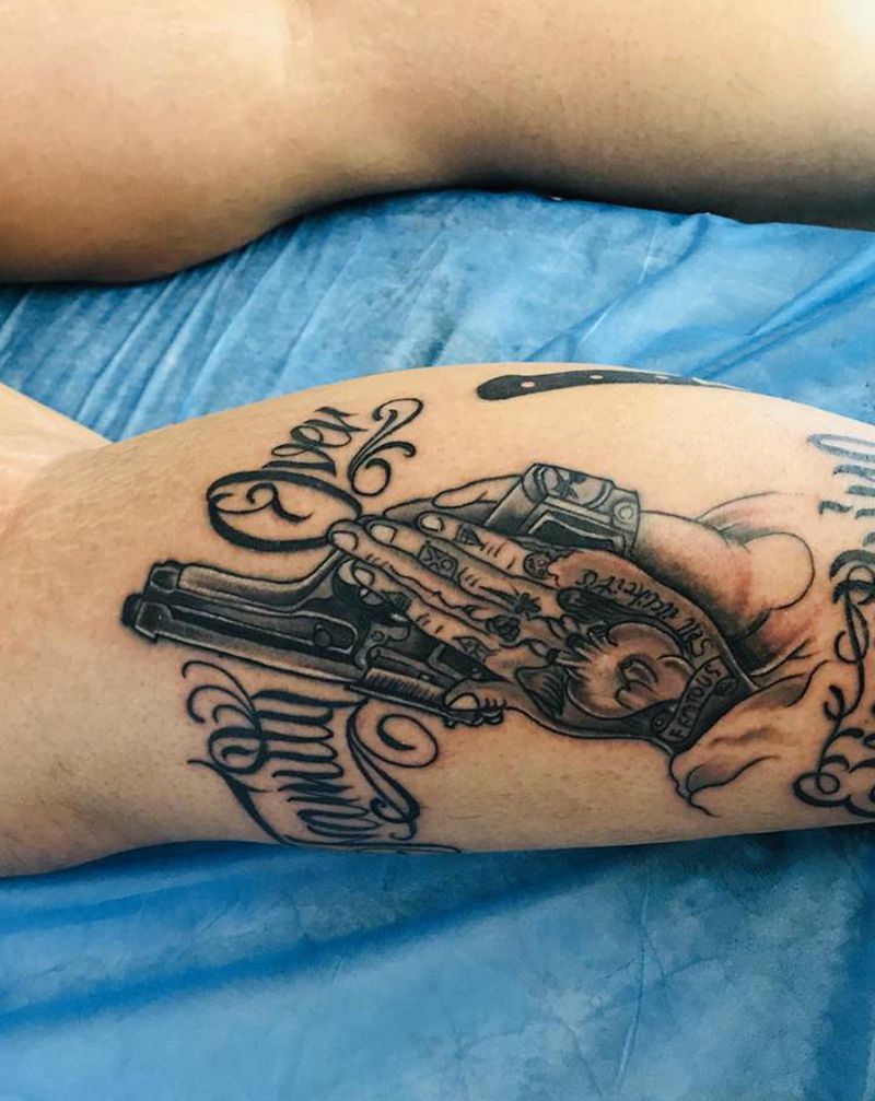 OldsChool纹身图片_腿部纹身图案