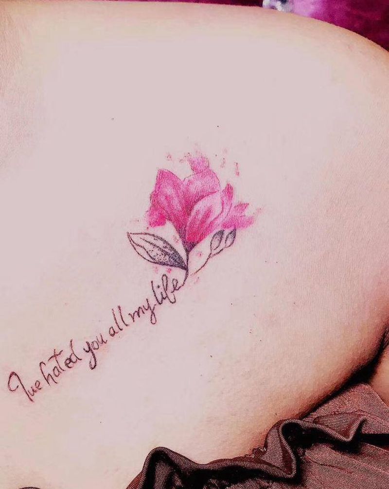 小清新纹身图片_颈部纹身图案