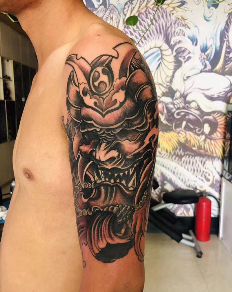 鬼武士纹身图片_手臂纹身图案