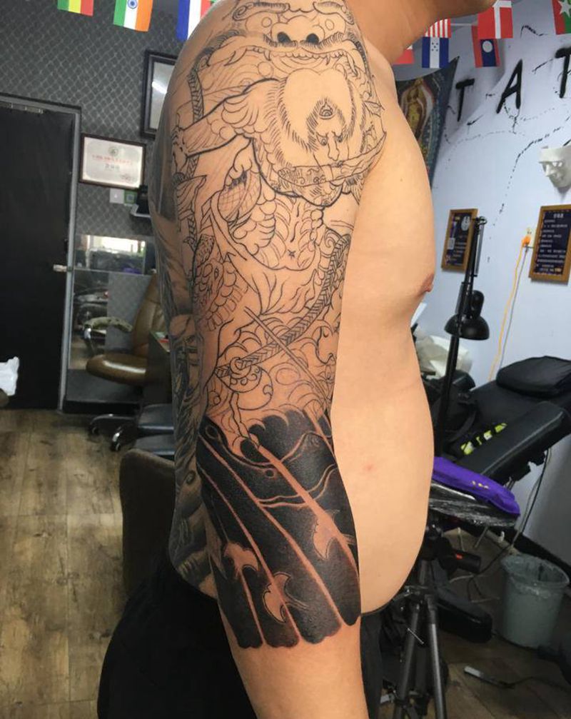 日式七分袖纹身图片_老传统纹身图案