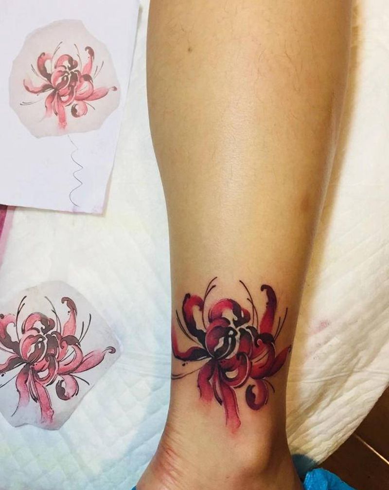 遮盖纹身图片_脚部水彩纹身图案