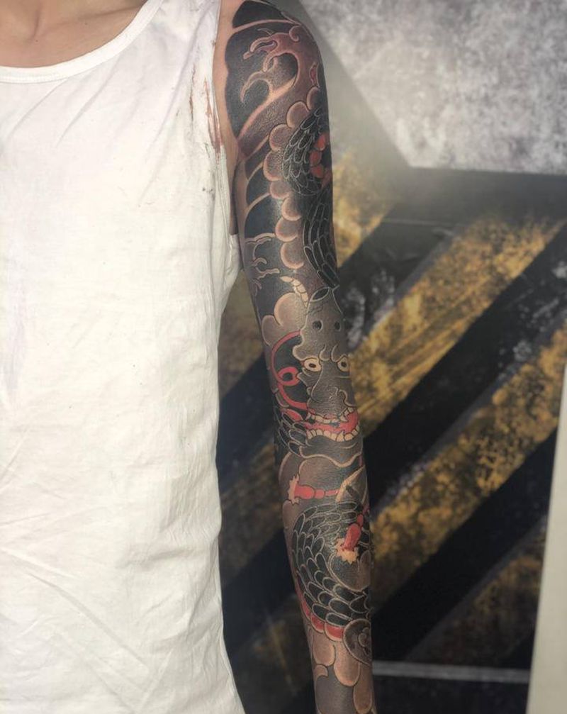 日式老传统般若蛇纹身图片_手臂老传统般若蛇日式纹身图案