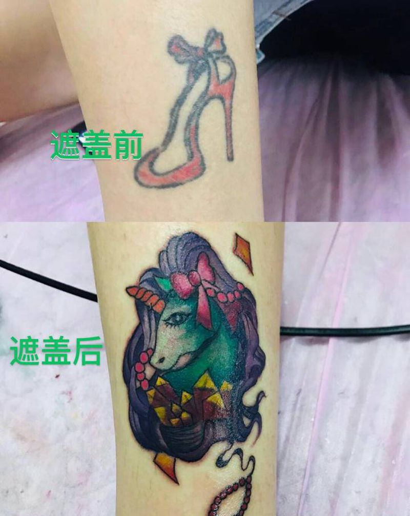 遮盖纹身图片_腿部纹身图案