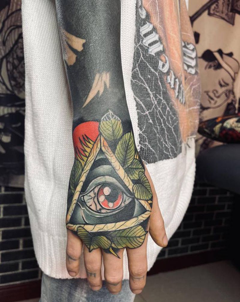 全视之眼遮盖纹身图片_手部New School眼睛遮盖纹身图案
