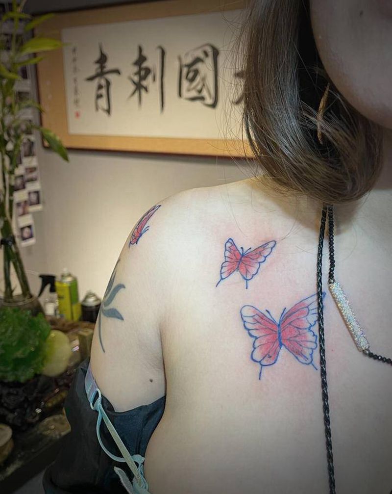蝴蝶纹身图片_肩部图腾纹身图案