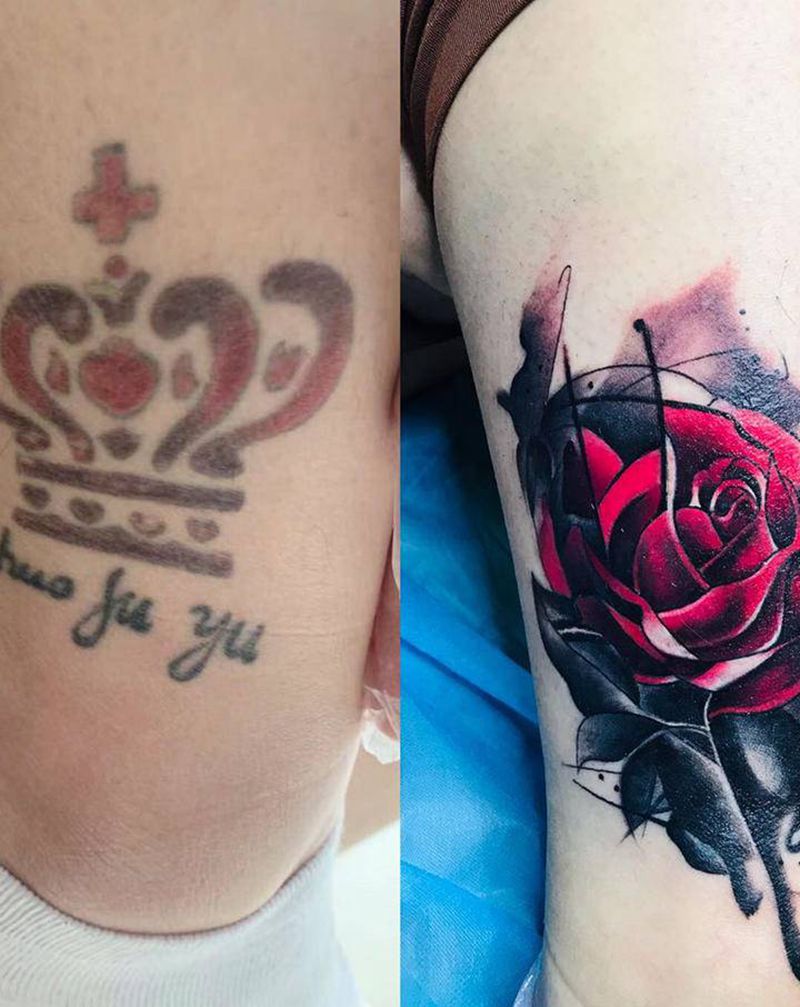 遮盖纹身图片_腿部纹身图案