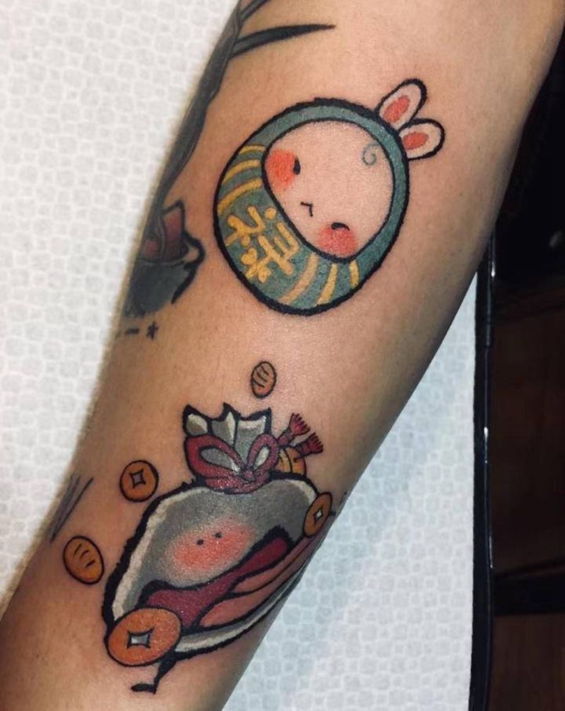 顾客带图,两只小可爱纹身图片_手臂纹身图案