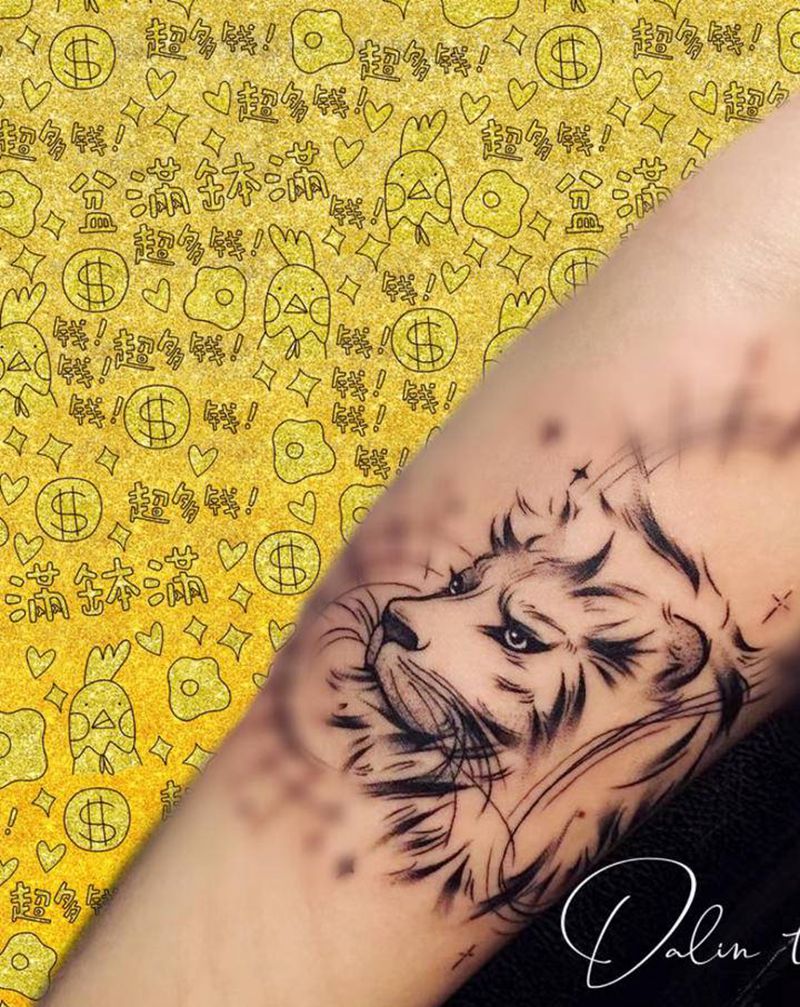 小狮子纹身图片_手臂纹身图案