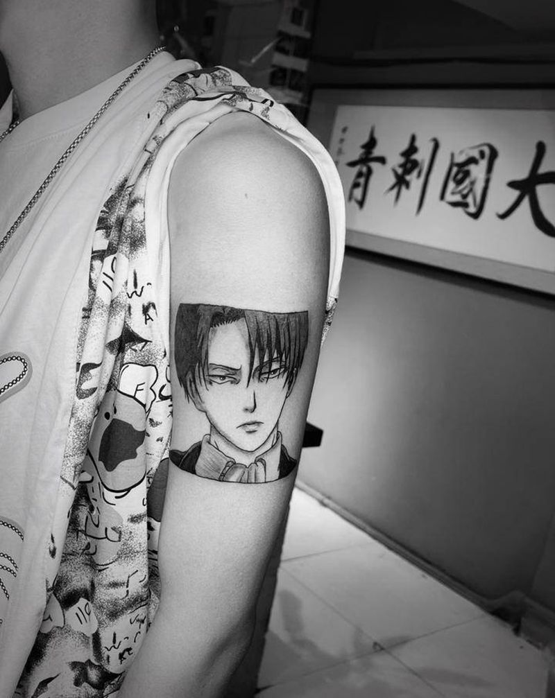 进击的巨人 兵长纹身图片_手臂几何纹身图案