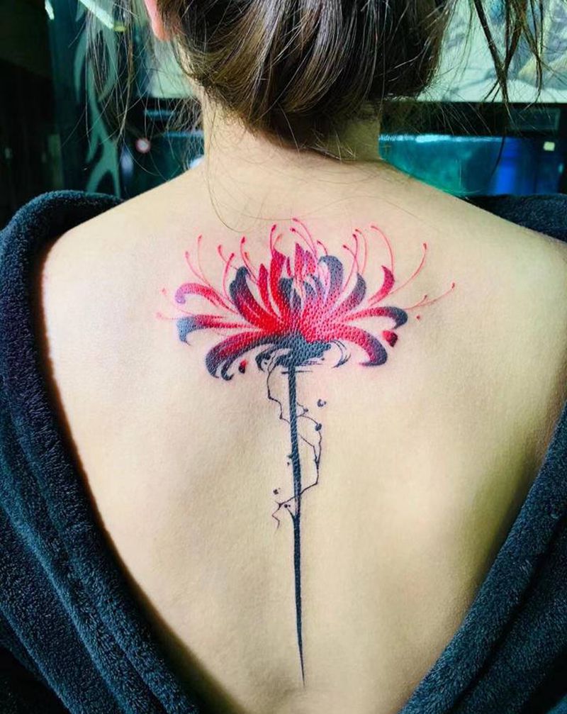 彼岸花纹身图片_背部纹身图案