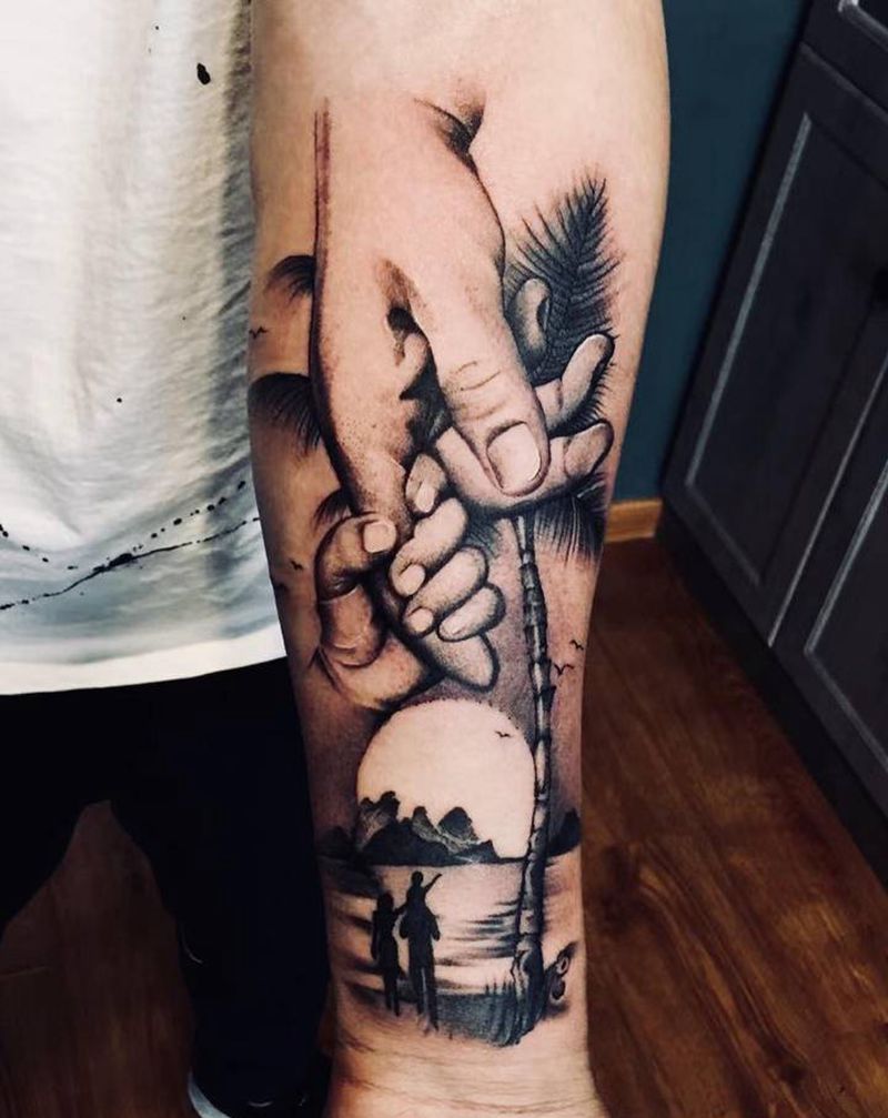 父与子纹身图片_手臂纹身图案