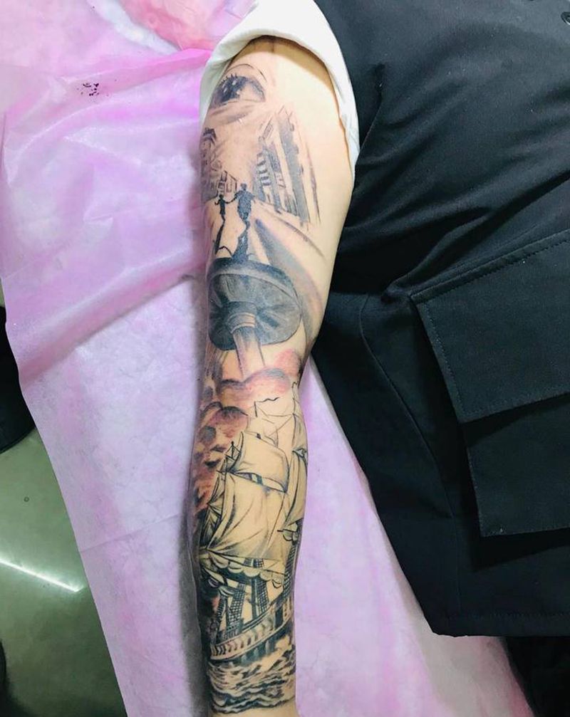 欧美花臂纹身图片_手臂纹身图案