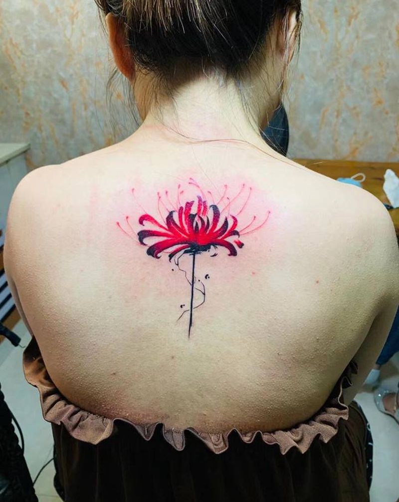 彼岸花纹身图片_背部纹身图案
