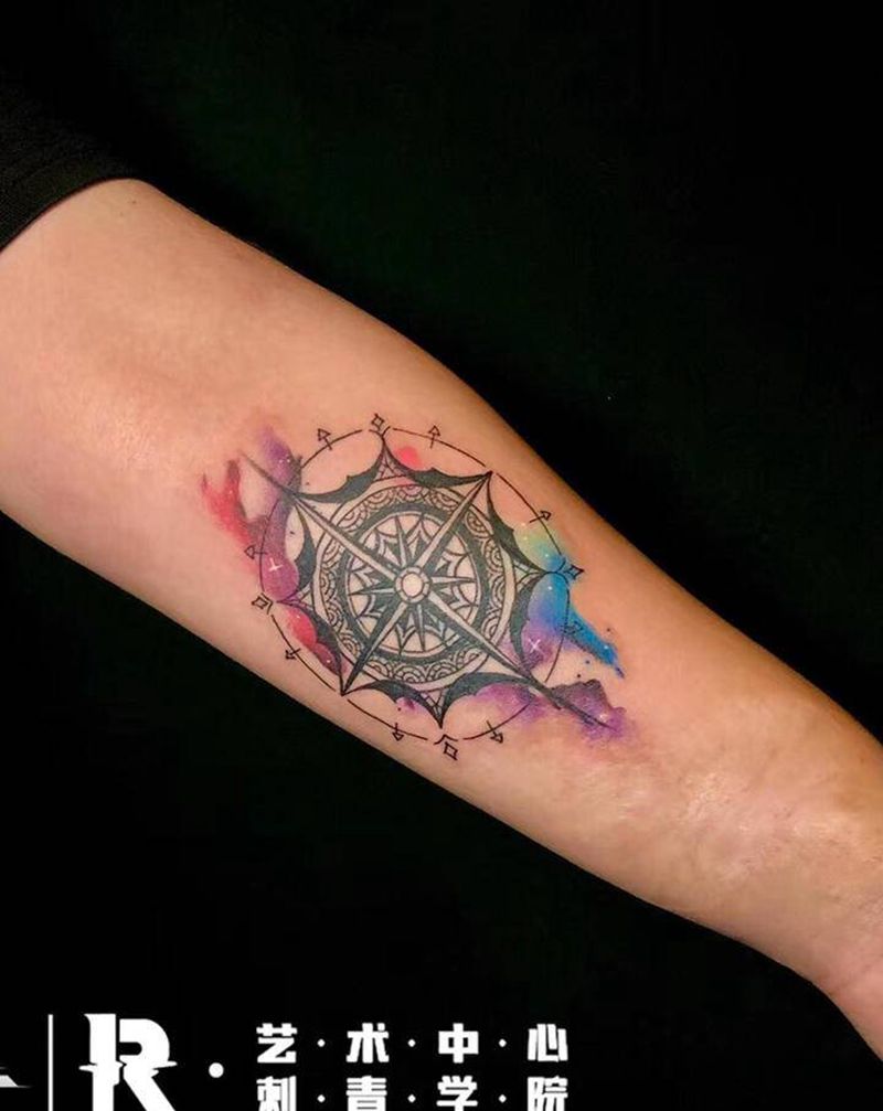 店内作品纹身图片_手臂水彩水墨纹身图案