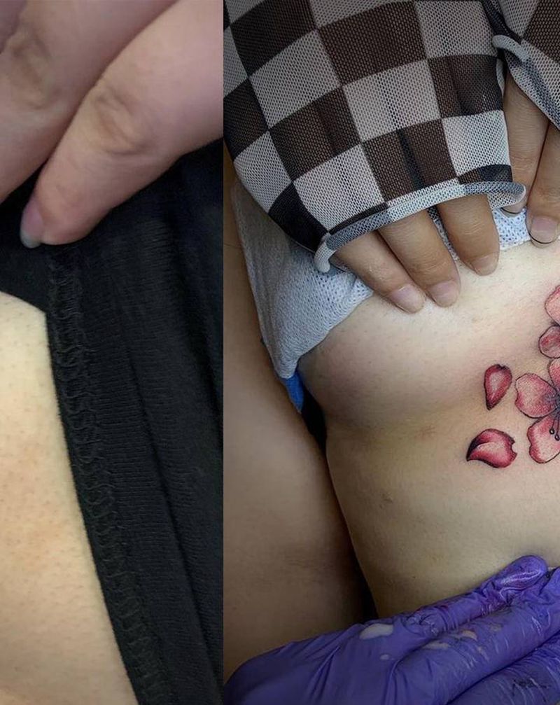 覆盖纹身图片_胸部水彩纹身图案