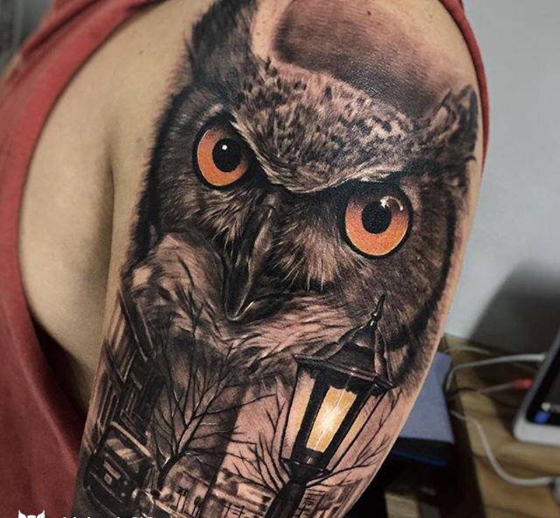 店内写实作品纹身图片_肩部纹身图案