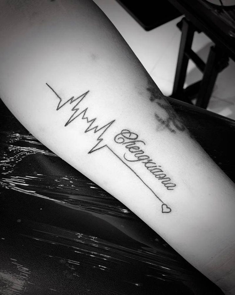 心电图纹身图片_手臂图腾纹身图案