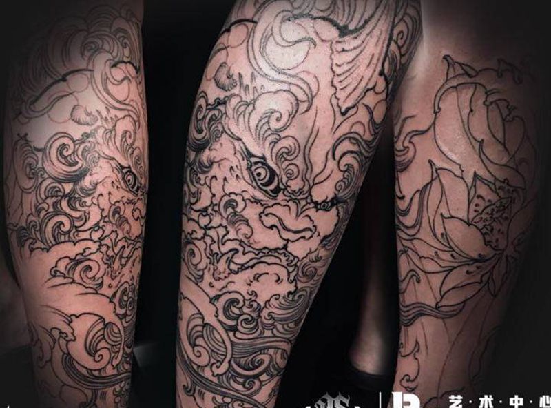 店内作品纹身图片_腿部纹身图案