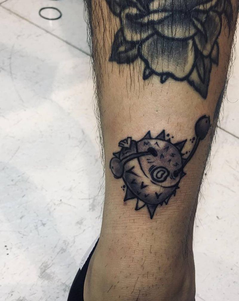 鱼纹身图片_腿部Old School纹身图案