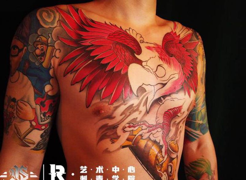 店内作品纹身图片_胸部纹身图案