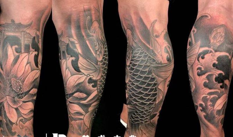 店内作品纹身图片_腿部纹身图案