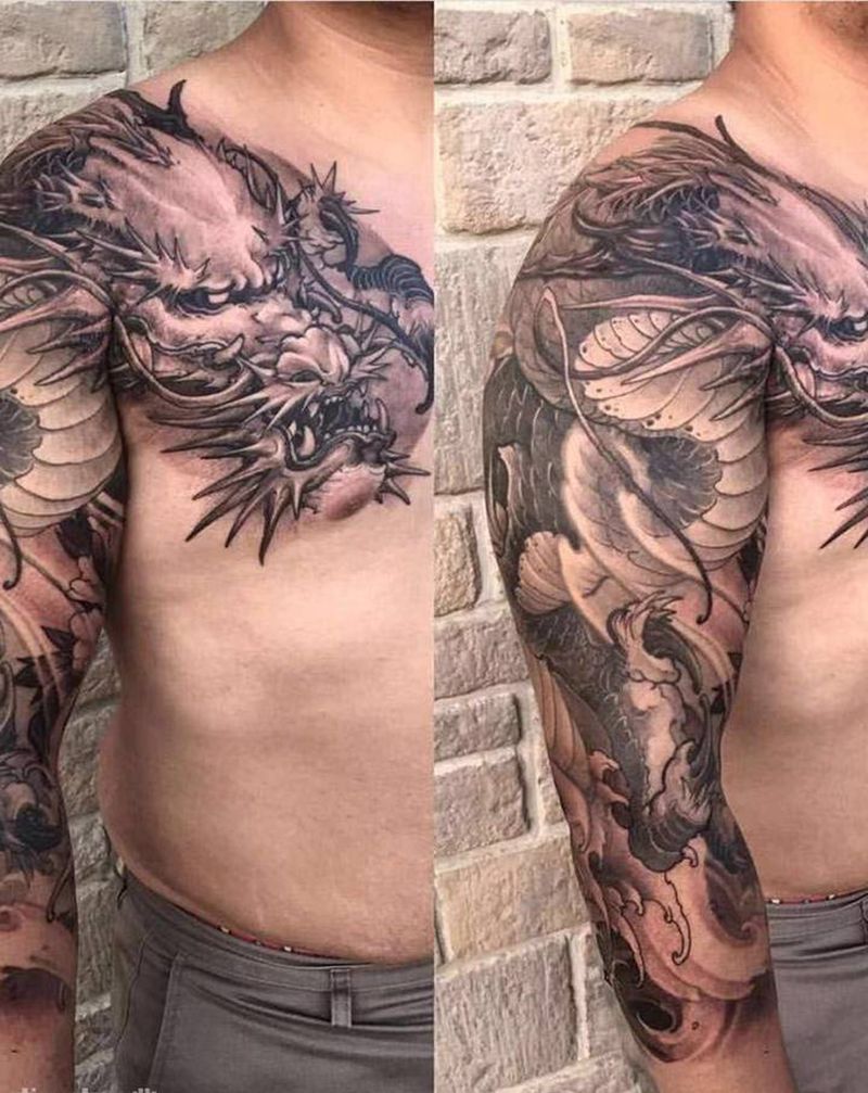 店内作品纹身图片_肩部纹身图案